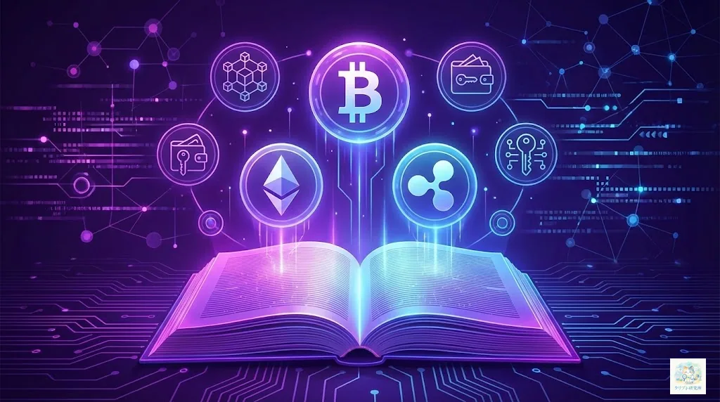 仮想通貨の基礎知識を学ぶ初心者のイメージ