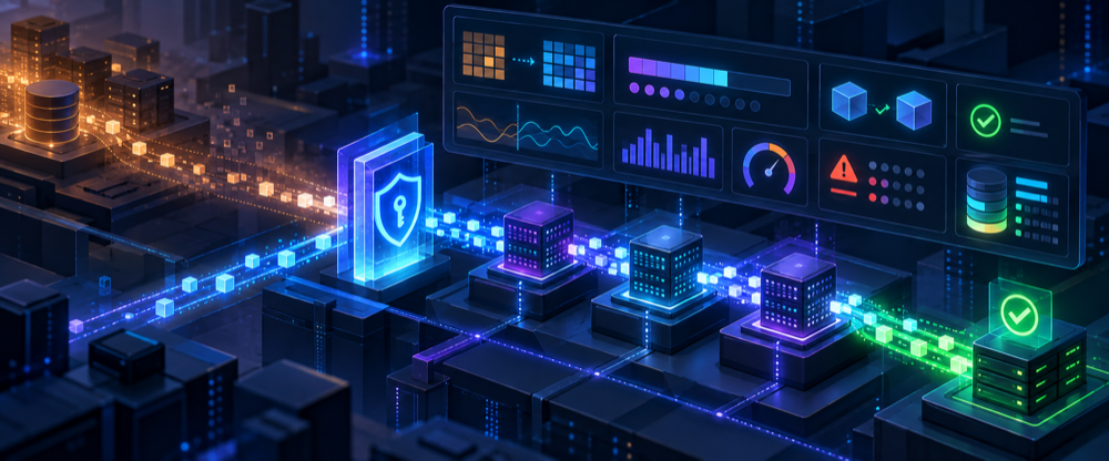 複数Indexerを通る新Gateway経路へトラフィックを段階移行し、同期・エラー・遅延・利用上限を監視する本番切替画面