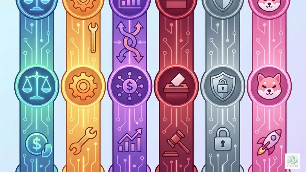 6つの主要なアルトコインカテゴリーを示すイラスト