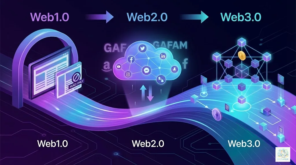 Web1.0→Web2.0→Web3.0のインターネット進化の歴史