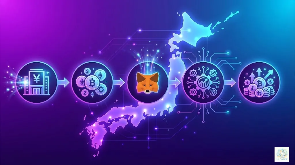 日本からDeFiに参加する手順イラスト