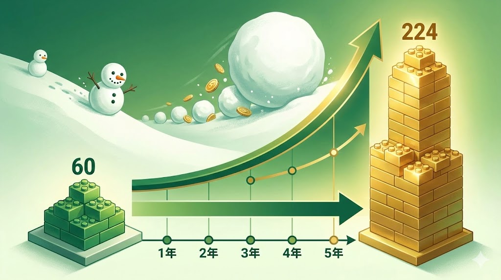 積立投資の長期効果イメージ