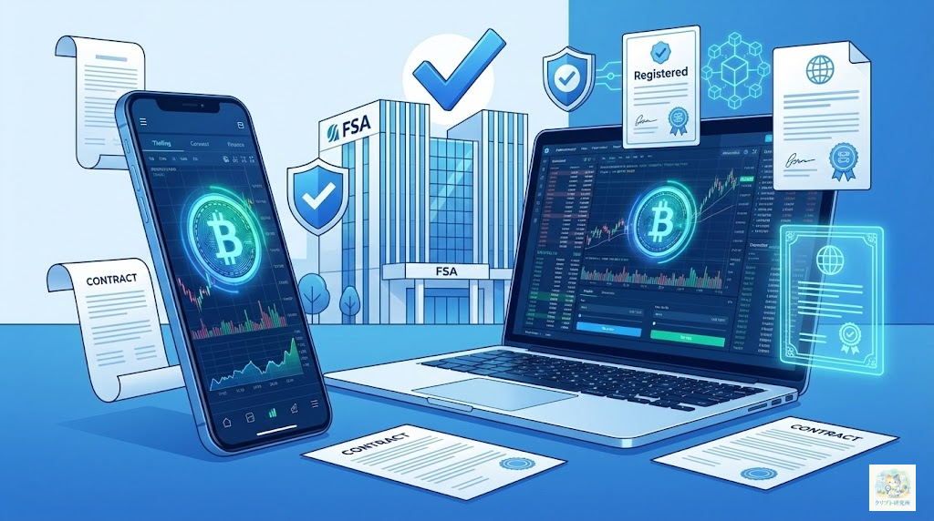 暗号資産取引所の法的枠組みを説明する図