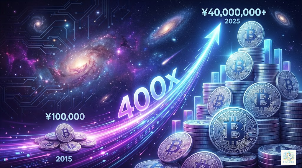 ビットコイン長期保有のリターン実績をイメージしたイラスト