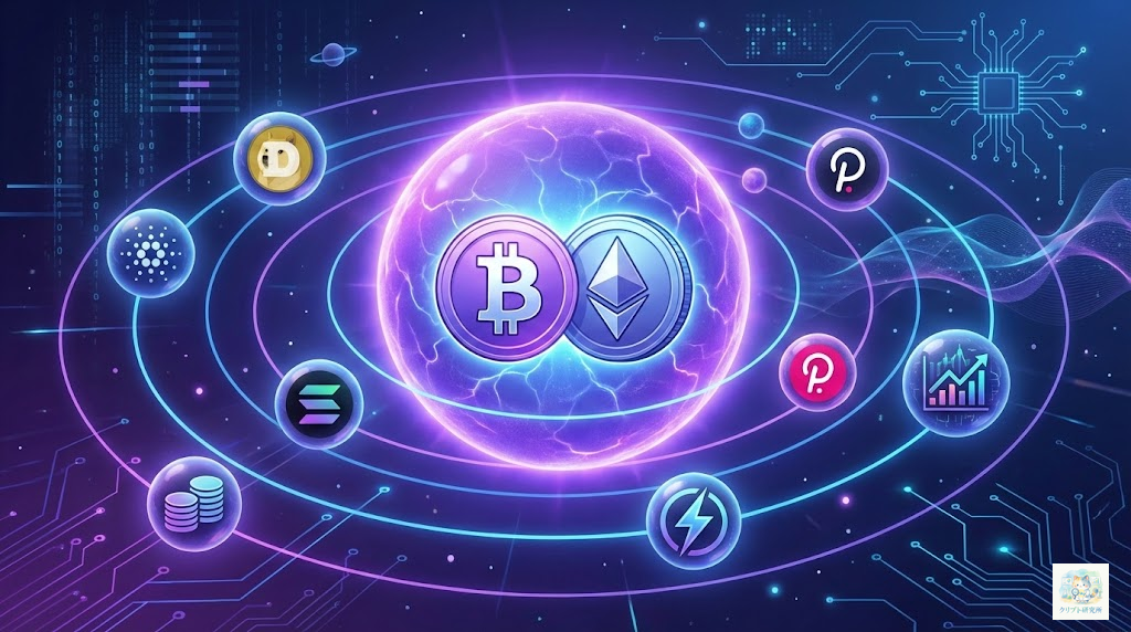 コアサテライト戦略の概念をイメージしたイラスト