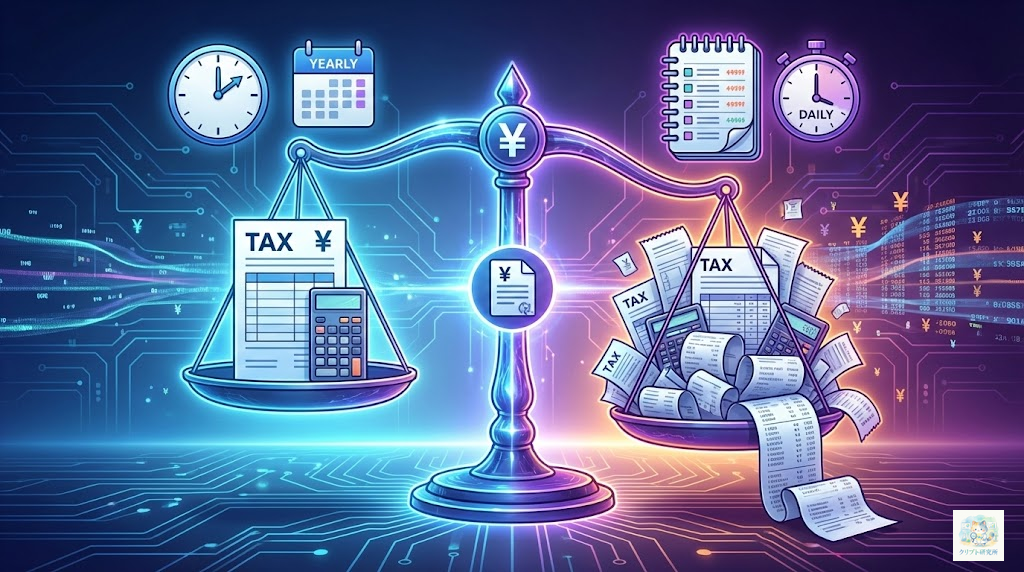 暗号資産の税金比較をイメージしたイラスト