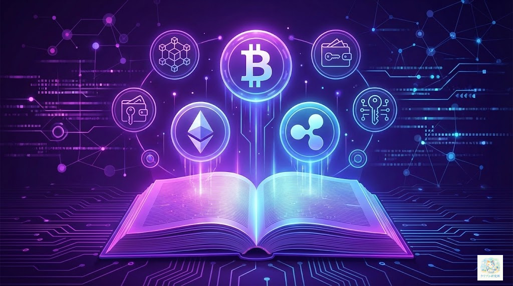 仮想通貨の基礎知識を学ぶ初心者のイメージ