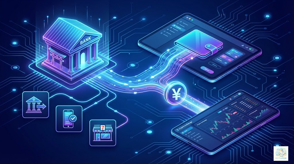 日本円を取引所に入金する手順のイラスト