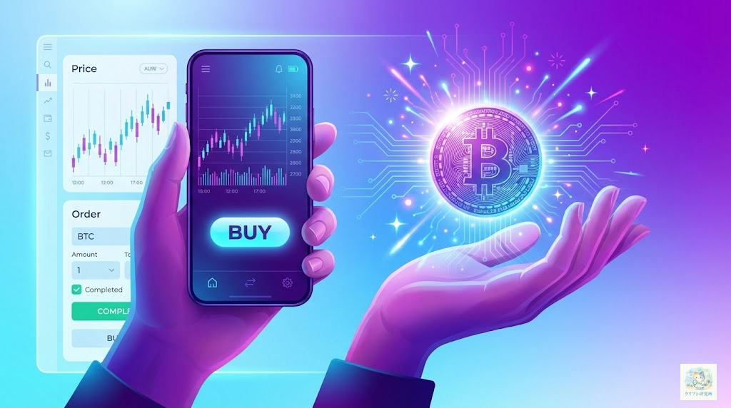 スマホアプリで仮想通貨を購入する画面イメージ