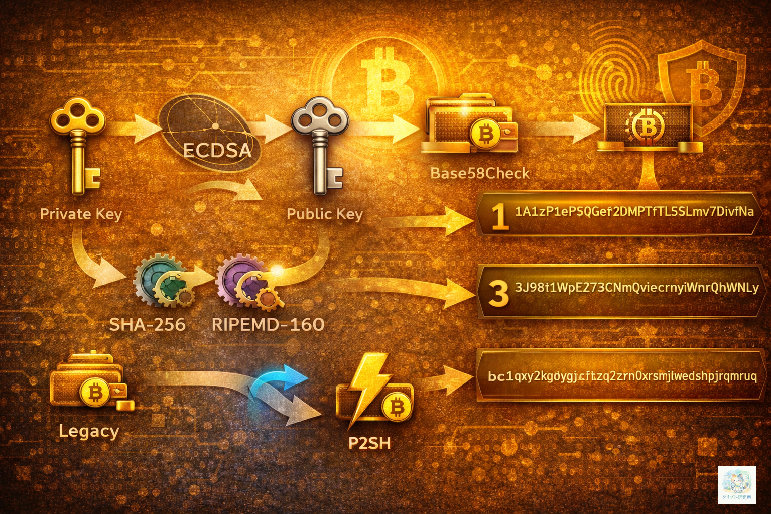 ビットコインアドレス生成プロセス