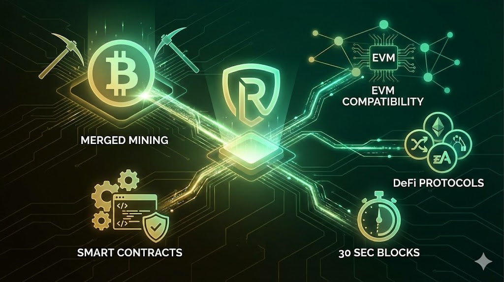 Rootstockの技術：マージマイニング、スマートコントラクト対応の図解