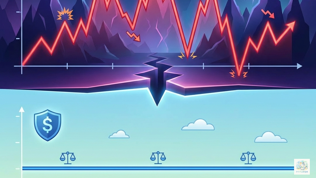 ビットコインとステーブルコインの価格変動比較グラフ