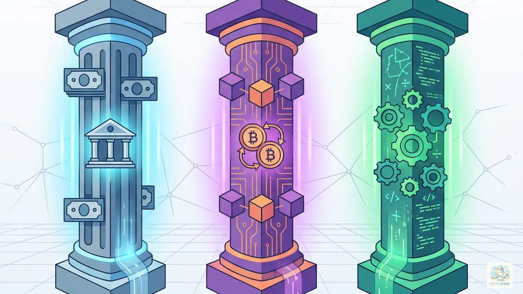 3種類のステーブルコイン仕組み図