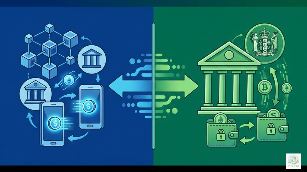 ステーブルコインとCBDCの違い対比図