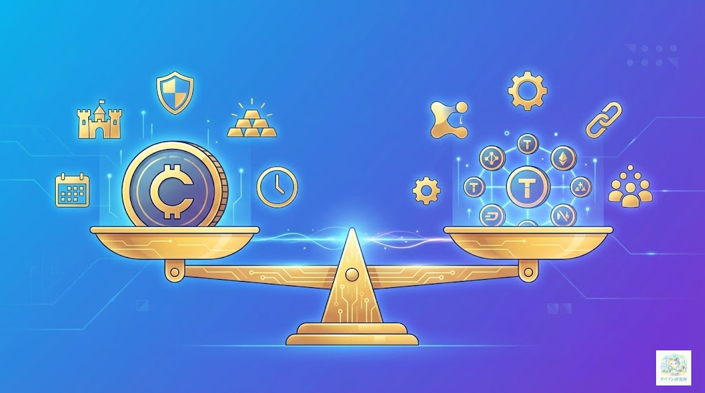 コインとトークンのメリット・デメリット比較図