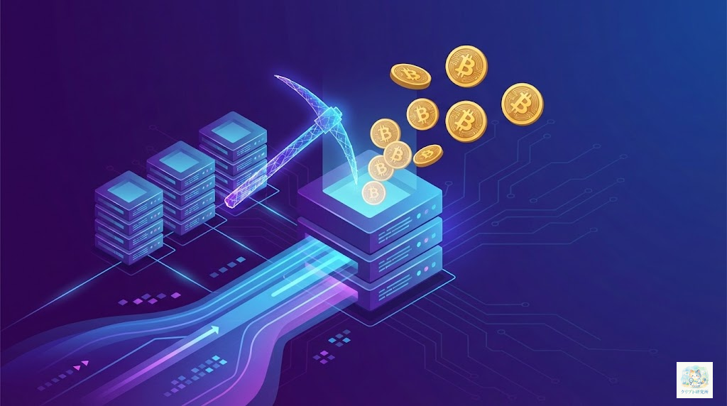 ビットコインマイニングの基本概念を表すイラスト
