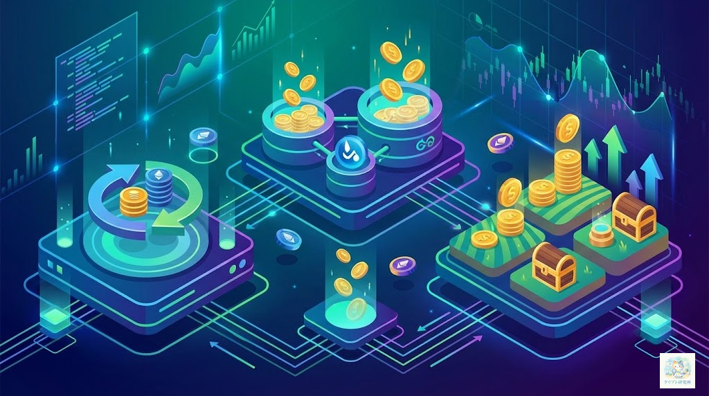 DeFiの主要サービスを示すイラスト