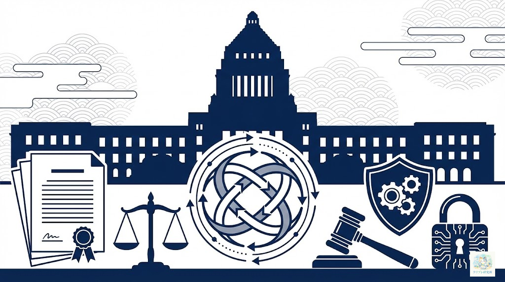 日本のDeFi規制動向を示すイラスト