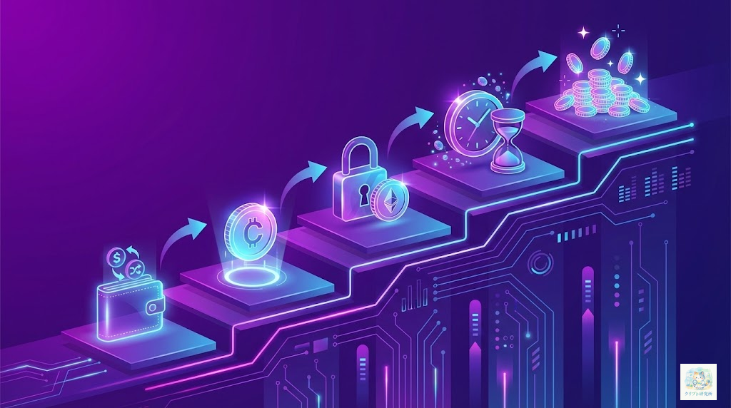 ステーキングを始める手順イラスト