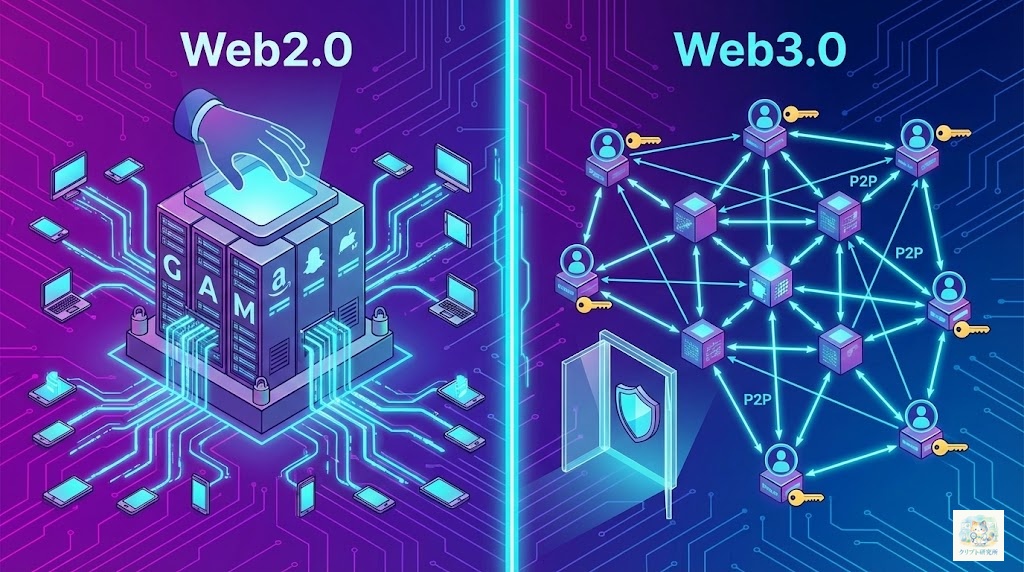 Web2.0とWeb3.0の違いの比較図